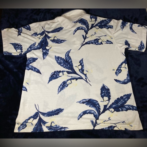 Ashworth Hawaiian Style Polo, Wick-Away, Cream/Blue/Yellow, size XL - Picture 6 of 6